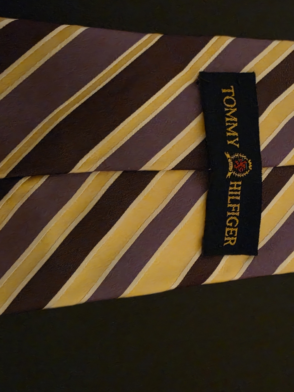 Tommy Hilfiger Purple and Yellow Striped Dress Tie